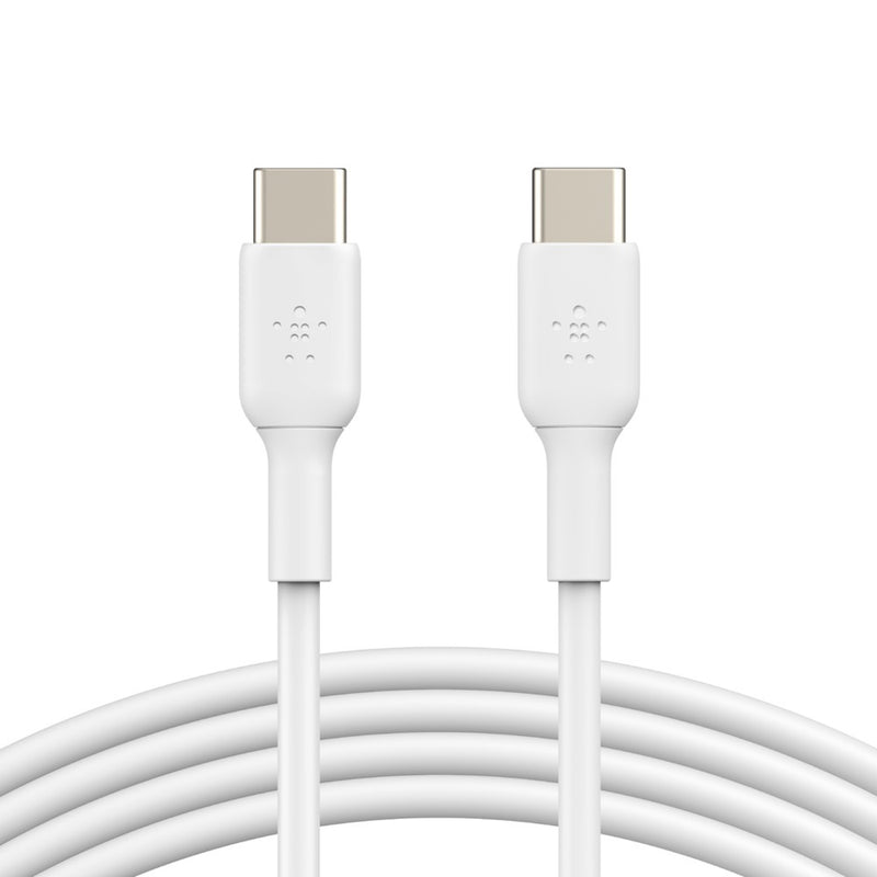Belkin BoostCharge USB-C to USB-C Cable (2M) - White (CAB003bt2MWH), 3A/60W, 480Mbps, 25K+ Bends, Samsung Galaxy, USB-IF Certified,2 Years Warranty