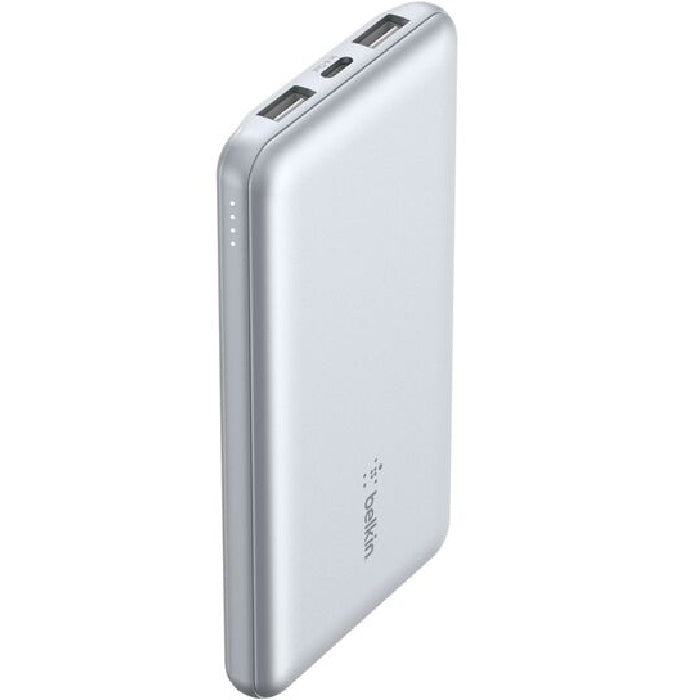 Belkin BoostCharge CCC-Certified 10k mAh Power Bank (Triple-Port) + USB-C to USB-A Cable - Pearl Blue (BPB011btPB), 2xUSB-A, 1xUSB-C, 2