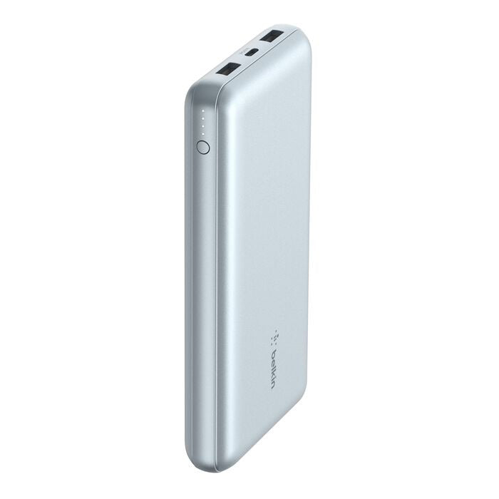 Belkin BoostCharge CCC-Certified 20k mAh Power Bank (Triple-Port) + USB-C  to USB-A Cable - Pearl Blue (BPB012btPB), 2xUSB-A, 1xUSB-C,2