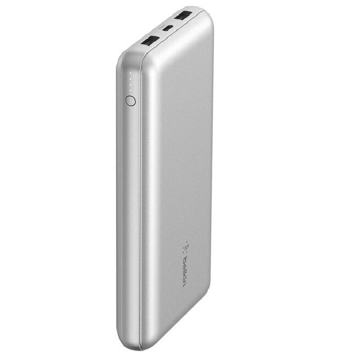 Belkin BoostCharge CCC-Certified 20k mAh Power Bank (Triple-Port) + USB-C  to USB-A Cable - Silver (BPB012btSL), 2x USB-A, 1x USB-C, 2 Years