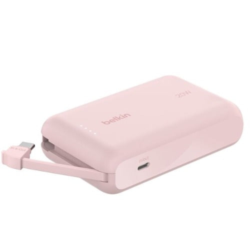 Belkin BoostCharge 10K Power Bank with Integrated 20W USB-C Cable (5.7 cm)  - Pink(BPB021fqPK), 2xUSB-C(20W), $2500 CEW, 2
