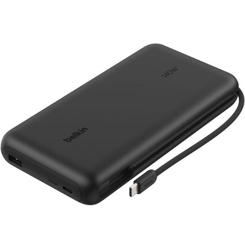 Belkin UltraCharge Pro 25K mAh Laptop Power Bank w/ 140W Integrated USB-C Cable(35CM) - Black(BPB039fqBK),1x USB-C,1x USB-A, $2500CEW,2