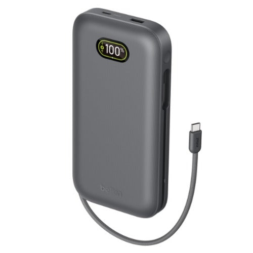 Belkin UltraCharge Pro Laptop Power Bank 27K with140W Integrated USB-C Cable(30cm) - Charcoal(BPB040fqCH),2x USB-C,1x USB-A,$2,500, 2