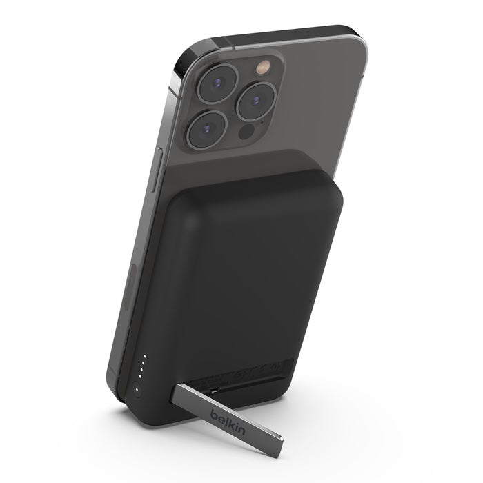 Belkin BoostCharge 5K mAh Magnetic Wireless Power Bank + USB-C Cable + Stand - Black (BPD004btBK), 7.5W, Compact & Light Design, 2