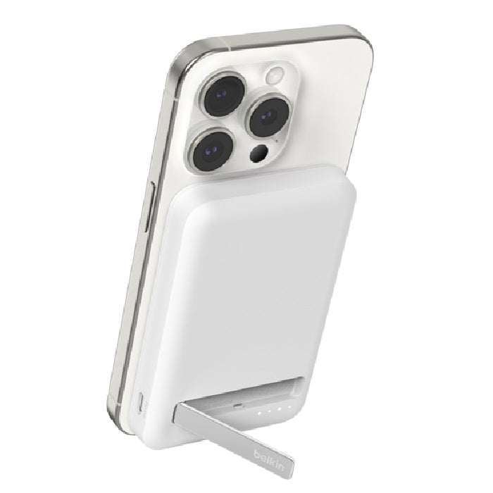 Belkin BoostCharge Pro 5k mAh Magnetic Power Bank With Qi2 + USB-C Cable (1M) - White (BPD006BTWH),15W,1xUSB-C, Overcharge Protection,2 Years
