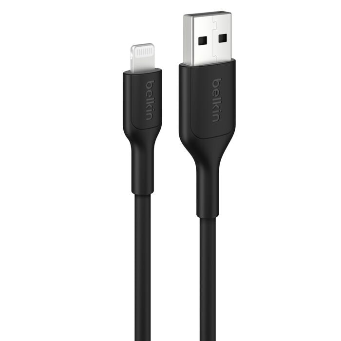 Belkin BoostCharge Lightning to USB-A Cable (2M) - Black (CAA019FQ2MBK), 2.4A/15W, 480Mbps, 300K+ Bends, Apple iPhone, MFI-Certified, 2