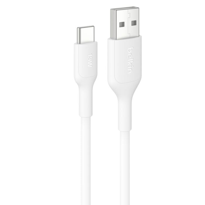 Belkin BoostCharge USB-C to USB-A Cable (2M) - White (CAB021fq2MWH),3A/15W, 480MBPS, 300K+ Bends, Apple, Samsung, USB-IF Certified,2 Years Warranty