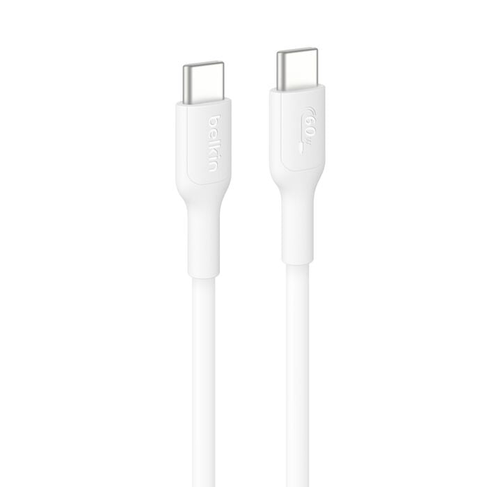 Belkin BoostCharge USB-C to USB-C Cable (2M) - White (CAB004bt1MBK), 3A/60W, 480Mbps, 30K+ Bends, Apple,USB-IF Certified, 2