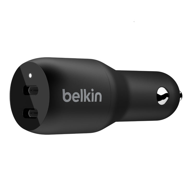 Belkin BoostCharge Dual 36W USB-C Car Charger - Black(CCB002btBK), 2xUSB-C(18W),Safe & Optimized,Best for Apple & Samsung,$2,500 CEW, 2