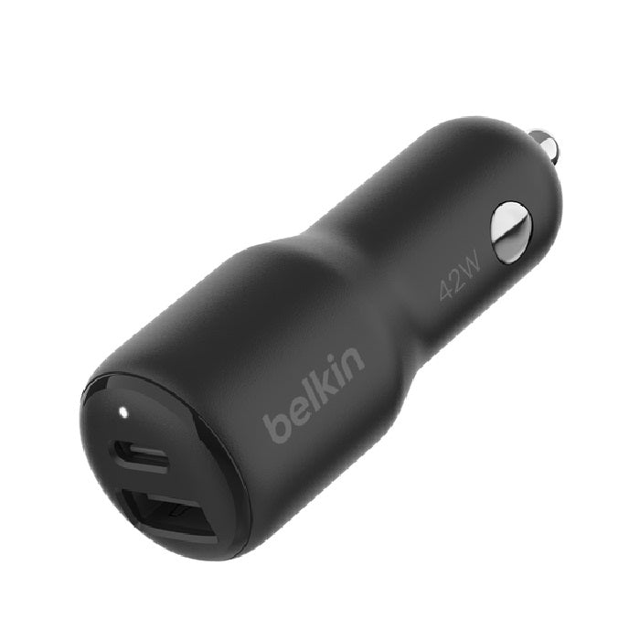 Belkin BoostCharge Dual 42W Car Charger - Black (CCB005BTBK), 1xUSB-C (30W), 1xUSB-A (12W), Best for Apple & Samsung,$2,500 CEW, 2
