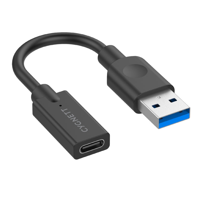 Cygnett Essentials USB-A Male to USB-C Female (10CM) Cable Adapter - Black(CY3321PCUSA),5GBPS Fast Data Transfer,Compact Design, 2 Years