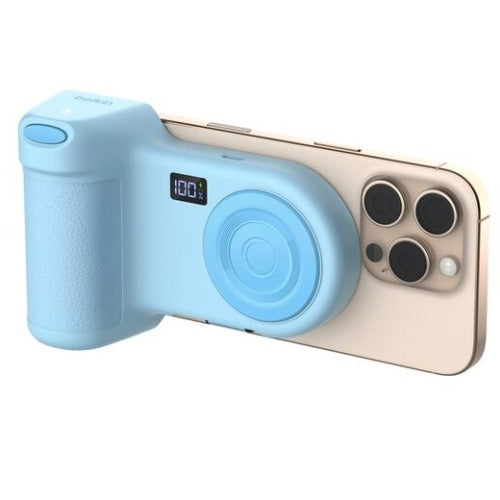 Belkin Stage PowerGrip Magnetic Charging Camera Grip with 9.3k mAh Power Bank & Integrated Cable- Blue(CTA006fqBL),2x USB-C,1xQi2, 2