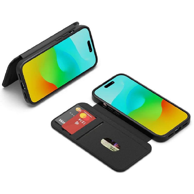 Cygnett MagWallet Apple iPhone 15 (6.1')Leather Wallet Case-Black(CY4594MAGWT),360Â° Protection,Multi-Angle,3x Card Slots,4FT DropProof,2Years