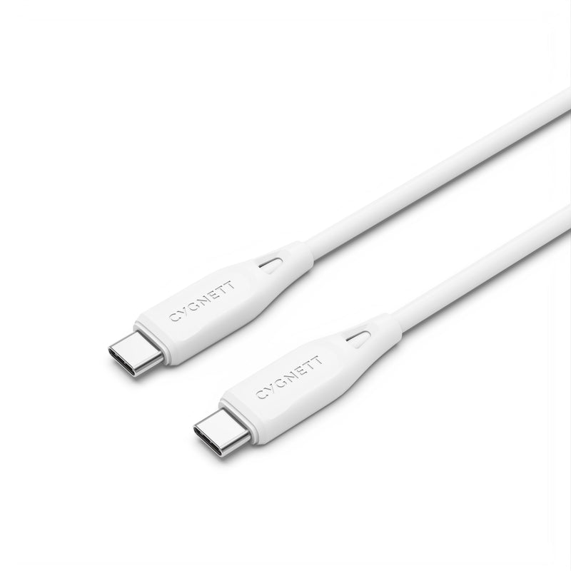 Cygnett Essentials USB-C to USB-C (2.0) Cable (1M) - White (CY4692PCTYC), 3A/60W, 480Mbps, Turbo Charge, Best for Laptop, 2 Years