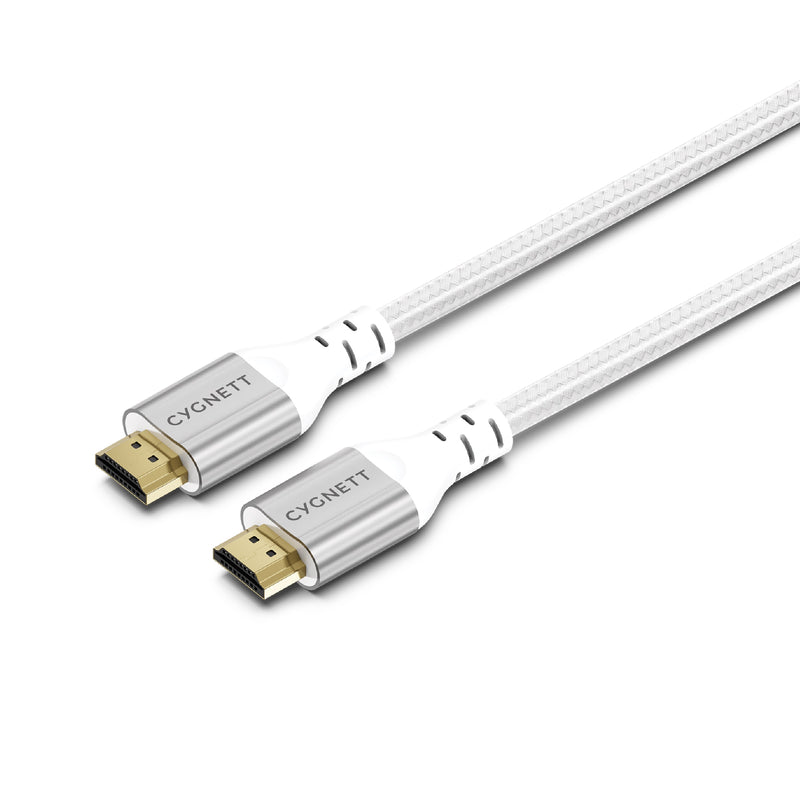 Cygnett Unite 8K HDMI to HDMI Cable (1.5M) - White(CY4864CYHDC), Braided, Supports 8k (60Hz) & 4k (120Hz), 48Gbps Bandwidth,2
