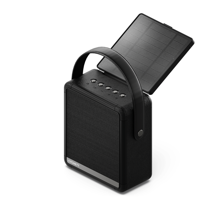 Cygnett FreePlay Solar Chargingr Wireless Speaker & 8K Power Bank - Black(CY4968SOSPE),Dust & Water Resistant,Dual Speaker,10 Meter, 2 Years