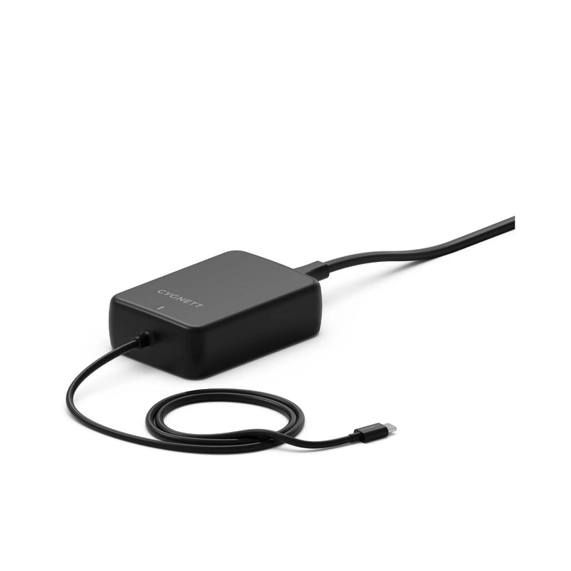 Cygnett PowerMaxx 65W PD GaN Laptop Charger with Integrated USB-C Cable (1M) -Black (CY5071PDWCH),1M USB-C (65W) , 2 Years