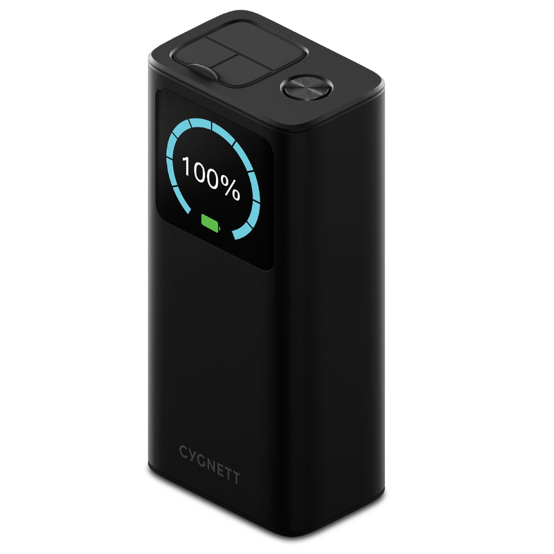Cygnett Titan 30K mAh Laptop Power Bank - Black (CY5135PBCHE), 65W, LCD Digital Display, 2x USB-C, 2x USB-A, Charge 4x Device at Once,2 Years