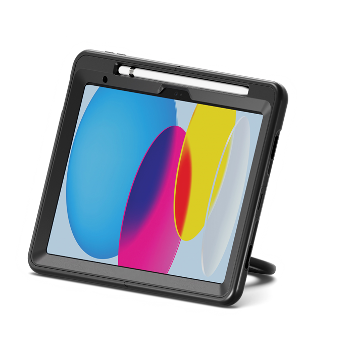 Cygnett GripStand Apple iPad (11.0') 11th Gen (A16)/iPad 10th Gen (10.9') Case -Black(CY5201CPGRP), 360Â° Rotating Stand,Pen Holder,2 Years
