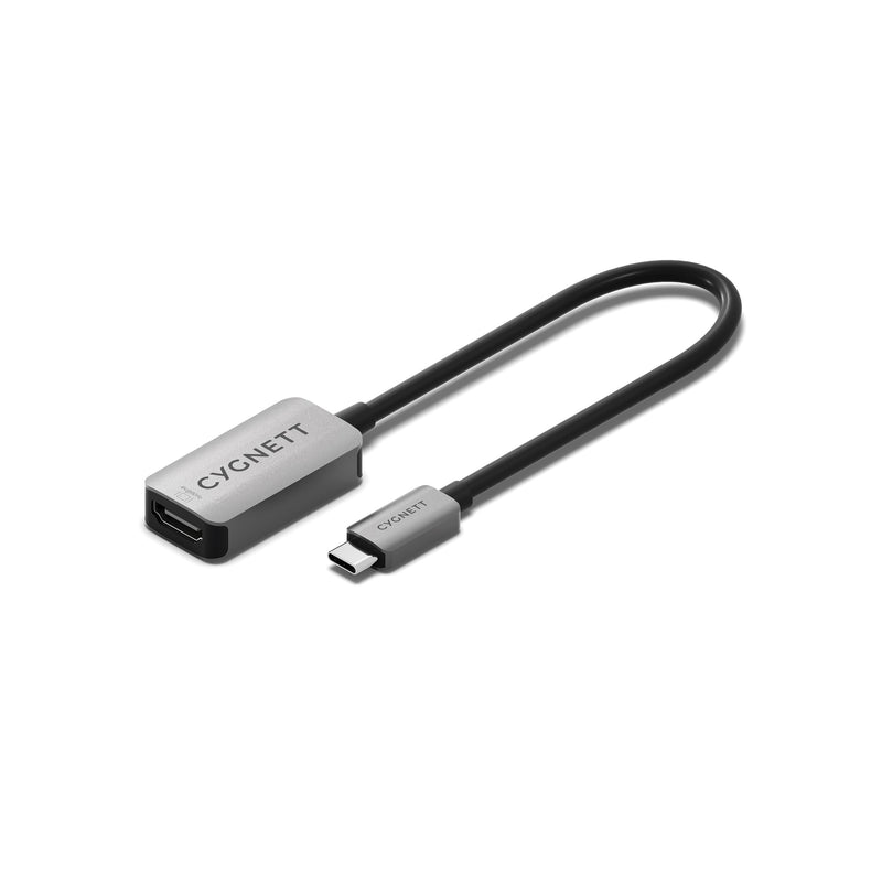 Cygnett Unite USB-C to Single HDMI Adapter-White(CY5386CYHUB ),4K(60HZ),USB-C Display Port,Aluminium Outer shell,Integrated 15cm cable,2 Year