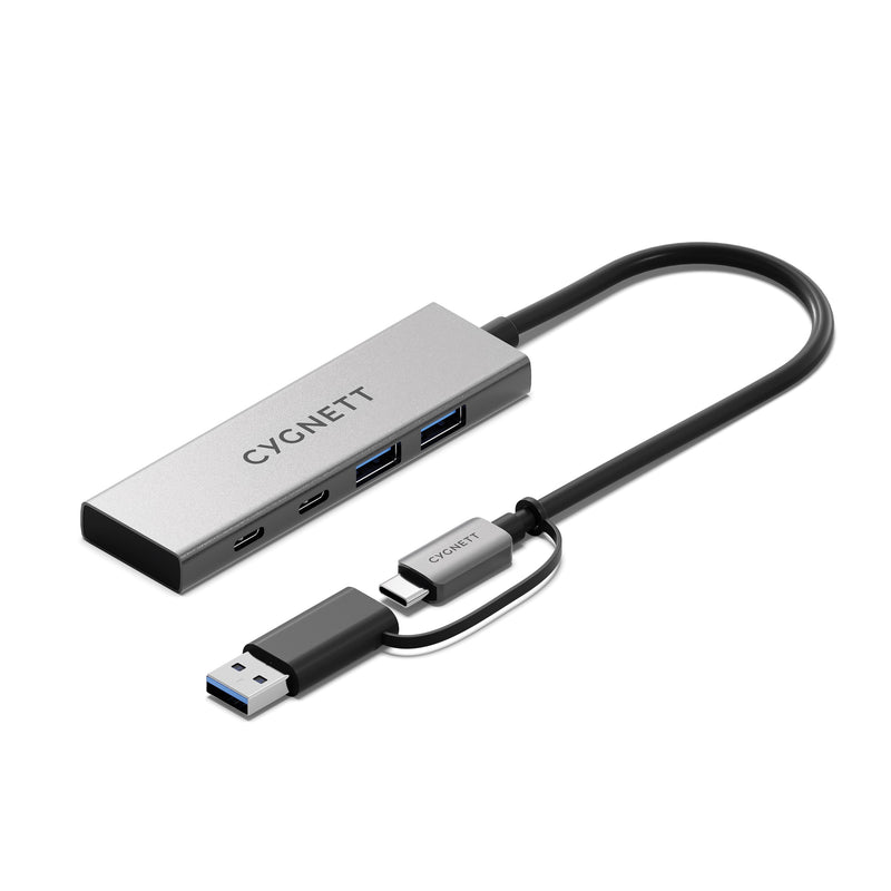 Cygnett Unite 4-in-1 USB-C to USB-C & USB-A Hub- White (CY5389CYHUB),2x USB-C, 2x USB-A, 10Gbps Transfer, USB-C to USB-A Adapter, 2 Years