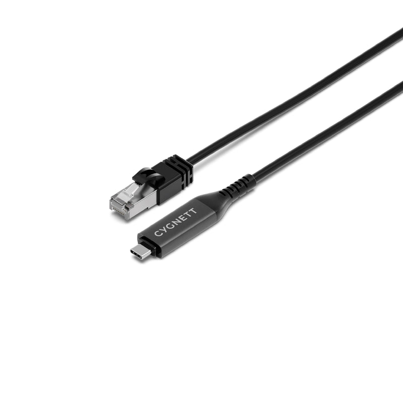 Cygnett Unite USB-C to RJ45 Gigabit Ethernet Cable 1m - Black (CY5505PCCCE), 1Gbps, USB 3.2 Gen 1, USB 2.0, Universal Compatibility, 2 Years