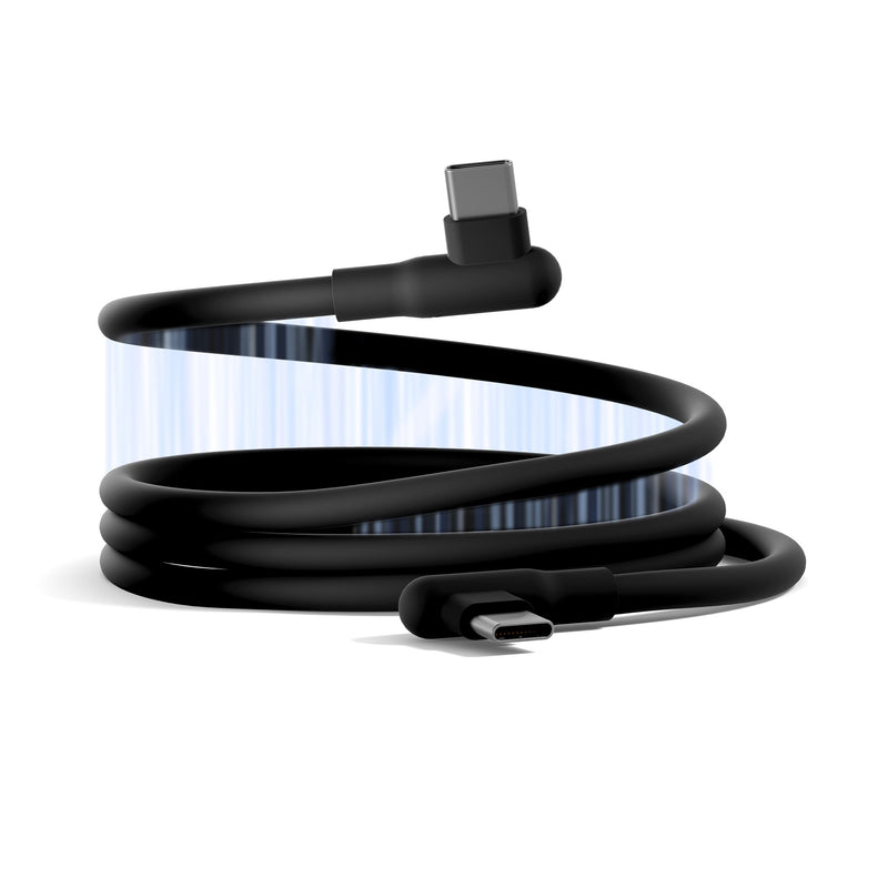 Cygnett DriveSync Right Angled Magnetic Silicone USB-C to USB-C Cable (0.7M) - (CY5666CCACB), 3A/60W, 480Mbps, Drive & Sync, 2 Years