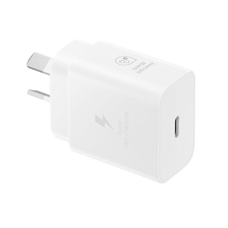 Samsung 25W GaN USB-C Fast Wall Charger - White(EP-T2510NWEGAU), 1x USB-C, Supports up to 25W, Compact & Travel-Ready, 1 Year