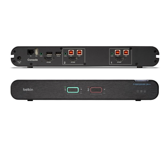 Belkin Universal 2nd Gen Secure KVM Switch w/ CAC - Black (F1DN102KVM-UN-4),12VDC 2.5A, 2