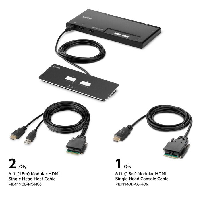 Belkin Cybersecurity and Secure KVM 2-Port Single Head HDMI Modular Secure KVM Switch PP4.0 W/ Remote - Black (F1DN102MOD-HH-4), 2