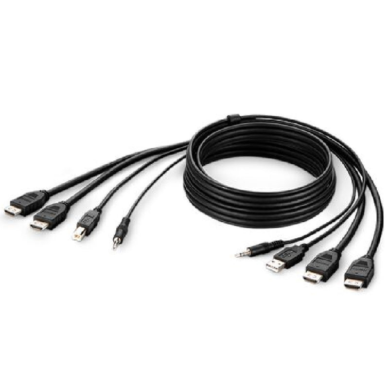 Belkin Cybersecurity and Secure KVM TAA AA DUAL HDMI/USB/AUD CBL, HDMI M/M; USB A/B,(1.8M) - Black(F1DN2CCBL-HH6T), 2