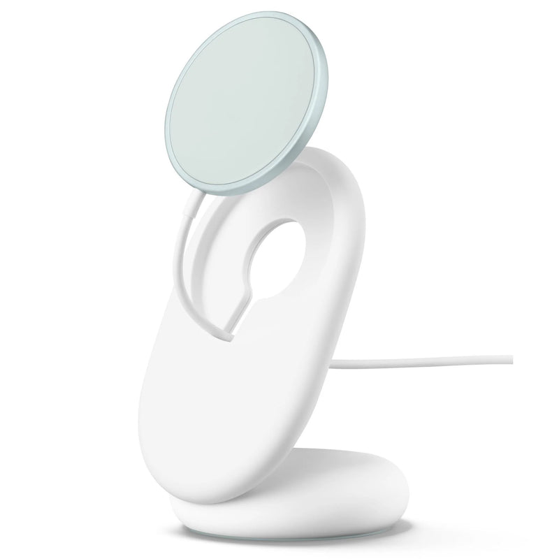 Google Qi2 Pixelsnap Wireless Charger with Stand - Snow (GA10042-WW), Fast Charging Upto 25W, Integrated 1M USB-C Cable, 1 Year Warranty