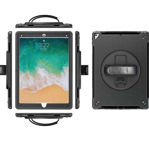 USP Rugged Apple iPad (10.2') (9th/8th/7th Gen) Case Black - Built-in-Kickstand, Hand & Shoulder Strap, DropProof, 5