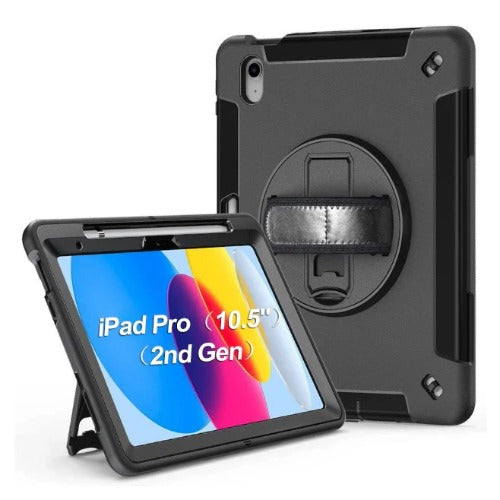 USP Rugged Apple iPad Pro (10.5') (2nd Gen) Case Black- Built-in-Kickstand, Hand & Shoulder Straps, 5