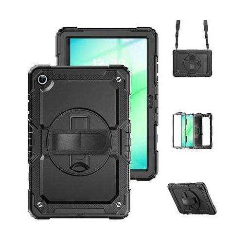 USP Rugged Samsung Galaxy A11/Tab A9 (8.7') Case Black - Built-in-Kickstand, Hand & Shoulder Strap, DropProof, 3 Years