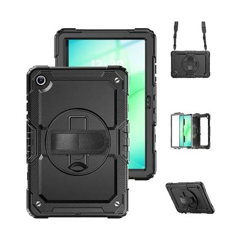 USP Rugged Samsung Galaxy Tab A11+ / Tab A9+ (11') Case Black - Built-in-Kickstand, Hand & Shoulder Strap, DropProof, 3 Years