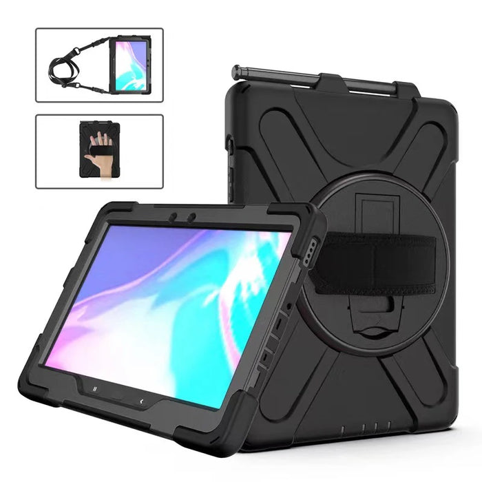 Generic Rugged Samsung Galaxy Tab Active4 Pro / Tab Active Pro (10.1') Case Black - Built-in-Kickstand,Adjustable Hand Strap, Pen Holder
