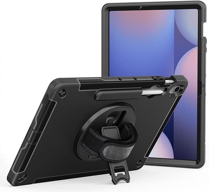 USP Rugged Samsung Galaxy Tab S10 FE+ (13.1') Case Black -  Built-in-Kickstand, Hand & Shoulder Straps, DropProof,5