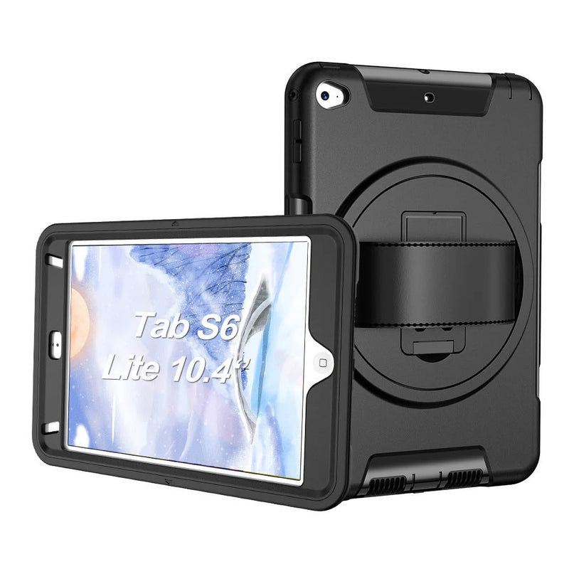 USP Rugged Samsung Galaxy Tab S6 Lite (10.4') Case Black -  Built-in-Kickstand, Hand & Shoulder Straps, DropProof,5