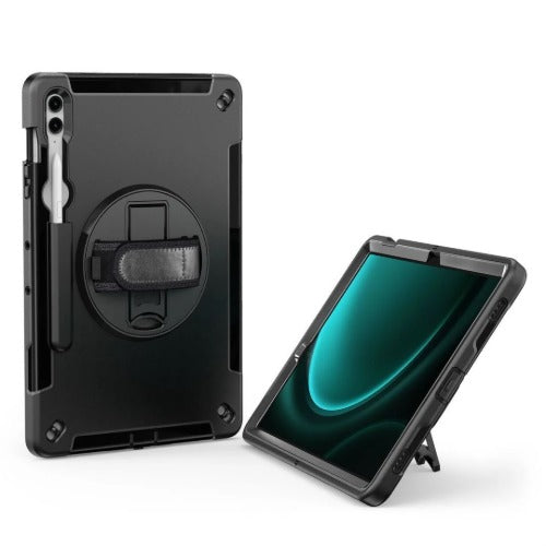 USP Rugged Samsung Galaxy Tab S10+/ Tab S9+ /Tab S9 FE+ (12.4') Case Black -  Built-in-Kickstand, Hand & Shoulder Straps, DropProof, 5