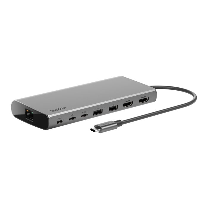 Belkin Connect Universal USB-C 8-in-1 Dual Display Core Hub - Space Grey (INC015btSGY-CZ), 100W PD, 10Gbps, 2x USB-C, Silicon Motion, 2