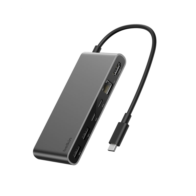 Belkin Connect 8-Port USB-C Hub with 2.5Gb Ethernet - (INC024fqSGY), 100W PD, 10Gbps, 4K@60Hz, 2xUSB-A, 1xUSB-C, 1x HDMI, 1x MicroSD, 2