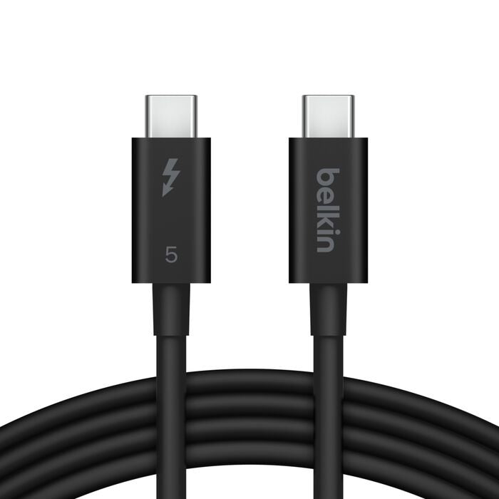 Belkin Connect Thunderbolt 5 USB-C to USB-C Cable (1M) - Black (INZ005fq1MBK), 5A/240W, 80Gbps, 8K or 4K@540Hz, Durable, 2