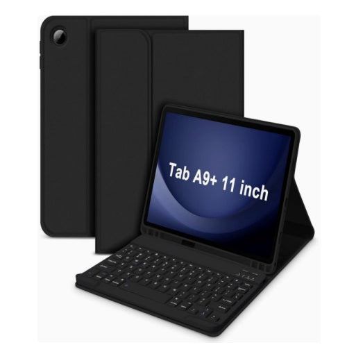 USP Samsung Galaxy Tab A11+ / Tab A9+ (11') Keyboard Case Cover Black - Ultra-Slim, Lightweight, Auto Wake/Sleep Function,PU Leather,3
