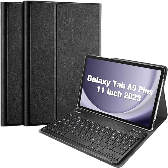 USP Samsung Galaxy Tab A9+ (11') Keyboard With Case Black - Ultra-Slim, Lightweight, Auto Wake/Sleep Function, PU Leather,3