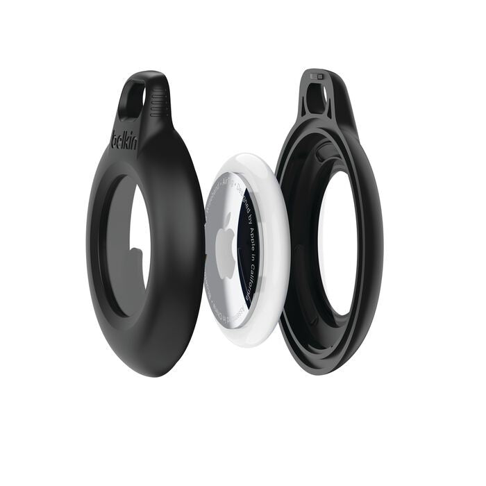 Belkin Waterproof Secure Holder with Key Ring for AirTag (Pack of 2) - Black(MSC014btBK), Clean, IPX8-Rated, Sweat & Rain Resistance, 2