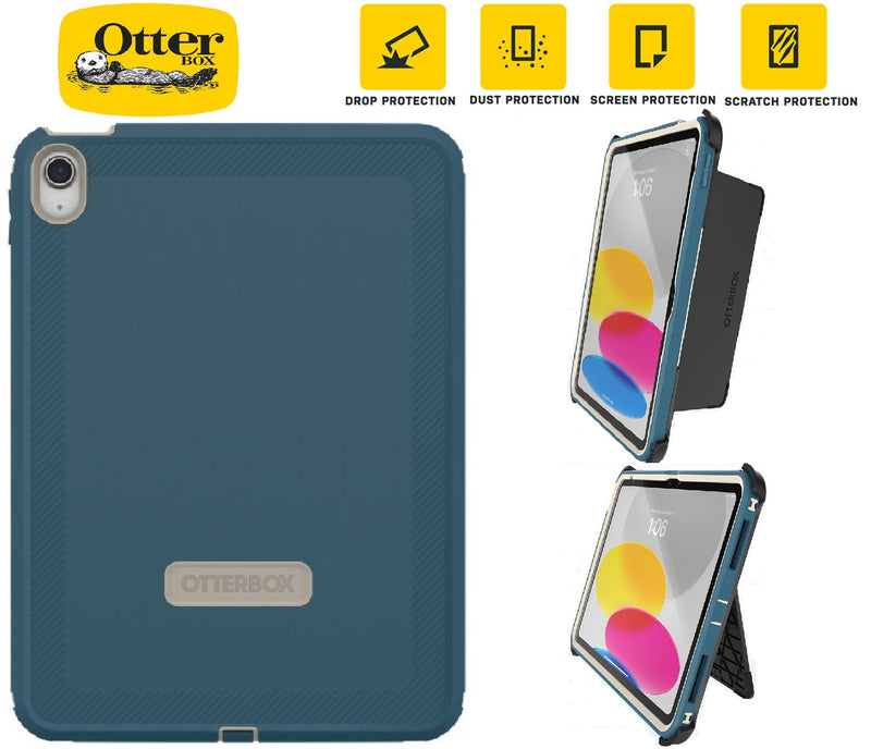 OtterBox Rugged Defender Apple iPad (11') (A16) (11th Gen) / iPad (10.9') (10th Gen) Kickstand Case Blue - (77-90081), 7