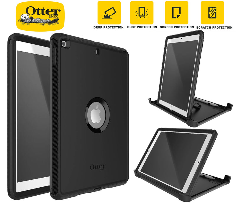 OtterBox Defender Apple iPad (10.2') (9th/8th/7th Gen) Case Black -No Retail Packaging- (77-62035), DROP+ 2X Military Standard, 7