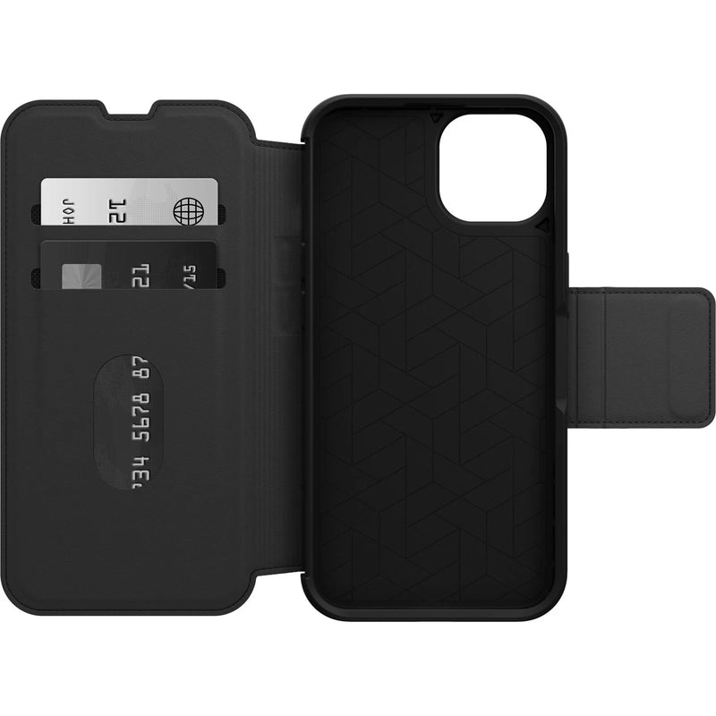 EOL OtterBox Strada Apple iPhone 16e / iPhone 14 Case Black - (77-8966), DROP+ 3X Military Standard, Leather Folio Cover, Card Holder, 7 Years Warrant