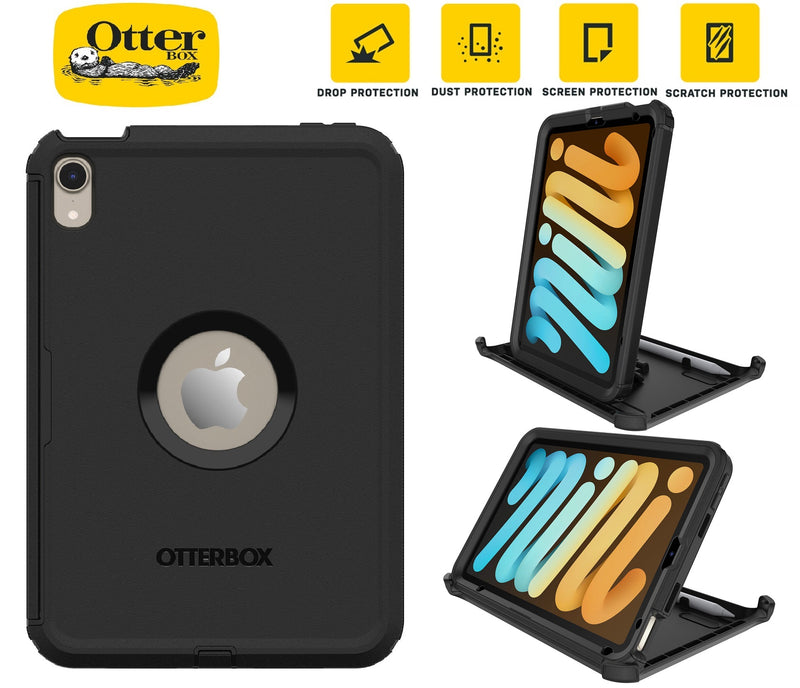 OtterBox Defender Apple iPad Mini A17 Pro (7th Gen) / iPad Mini (8.3') (6th Gen) Case Black - (77-87476), DROP+ 2X Military Standard, 7 Years